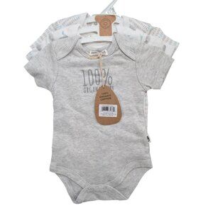 Rabbit Bear Bodysuit Set of 3 Baby Boys Grey Organic Cotton Short Sleeve Sz 3-6M